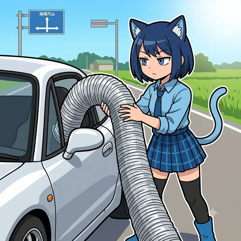 車に謎のアルミダクトを差し込んだ結果がヤバすぎるｗｗｗエアコン不要の最強冷却システムが話題に！