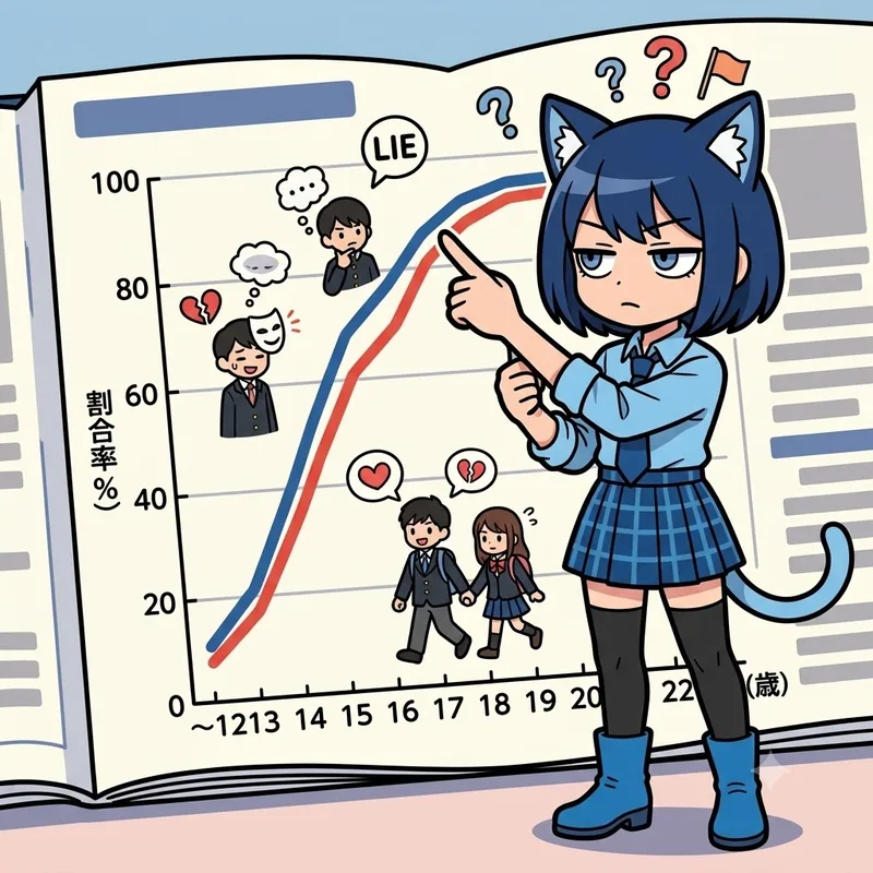 【疑問】「絶対盛ってるだろw」保健の教科書に載ったデート経験率のグラフがツッコミどころ満載だと話題に！📈