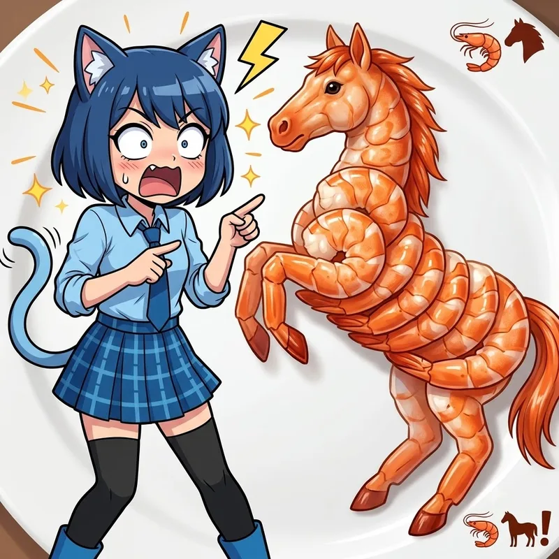【衝撃】エビを並べたら超リアルな馬が完成した件！？🦐🐎