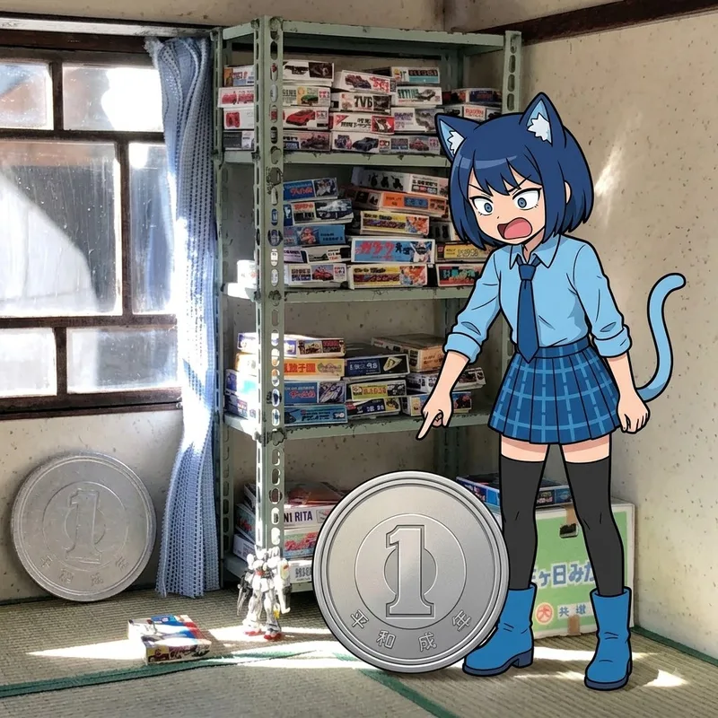 【脳がバグる】実家の「あの部屋」を完全再現したジオラマが凄すぎて1円玉が巨大に見える件！😲