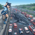 【衝撃】高速道路に巨大クジラが出現！？本物かCGか大論争に🐳