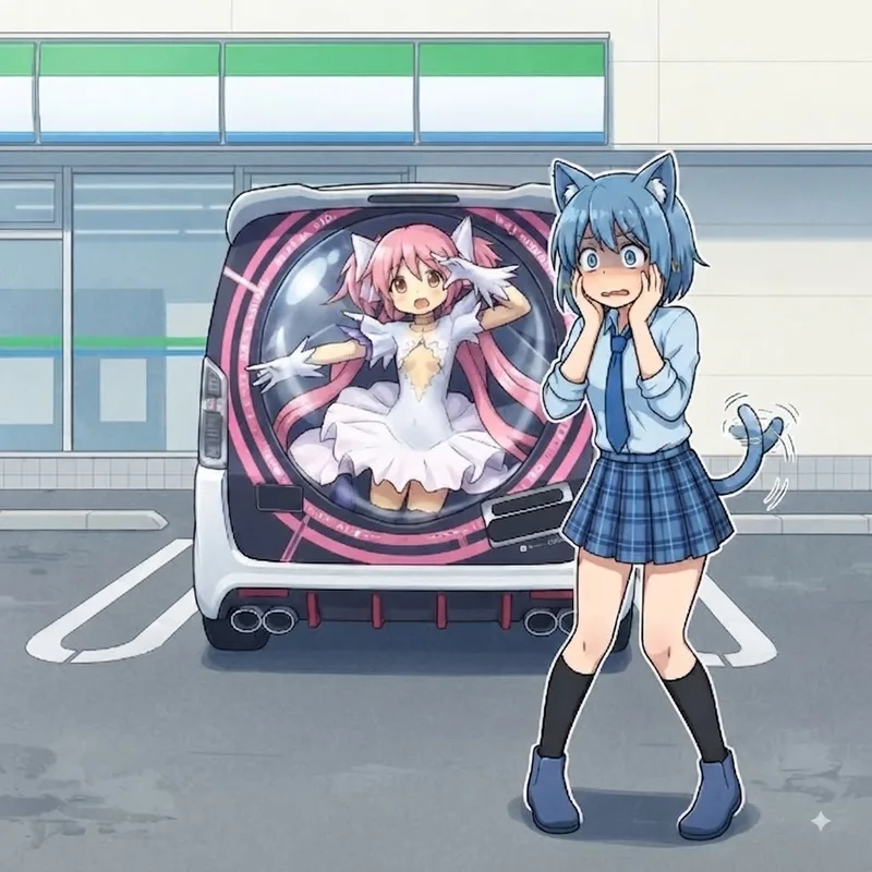 【衝撃】ファミマの駐車場に魔法少女が封印されてる件！？🚨