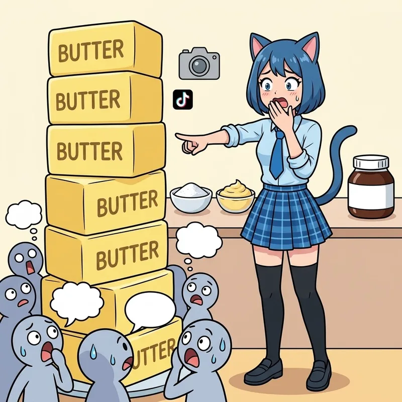 【衝撃】大量のバターを直食い！？疑惑の動画にネット騒然の嵐😱