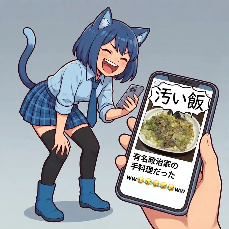 【悲報】「汚い飯」と叩いた料理の正体がアノ政治家だった件ww😂