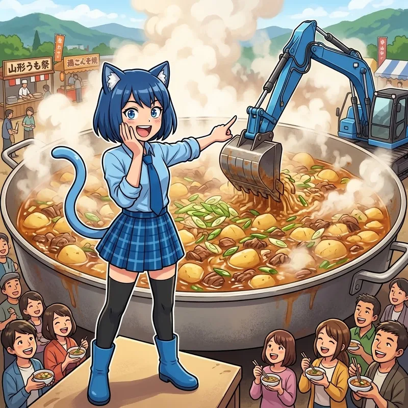 【衝撃】ショベルカーで作る「巨大芋煮」が規格外すぎる！🍲