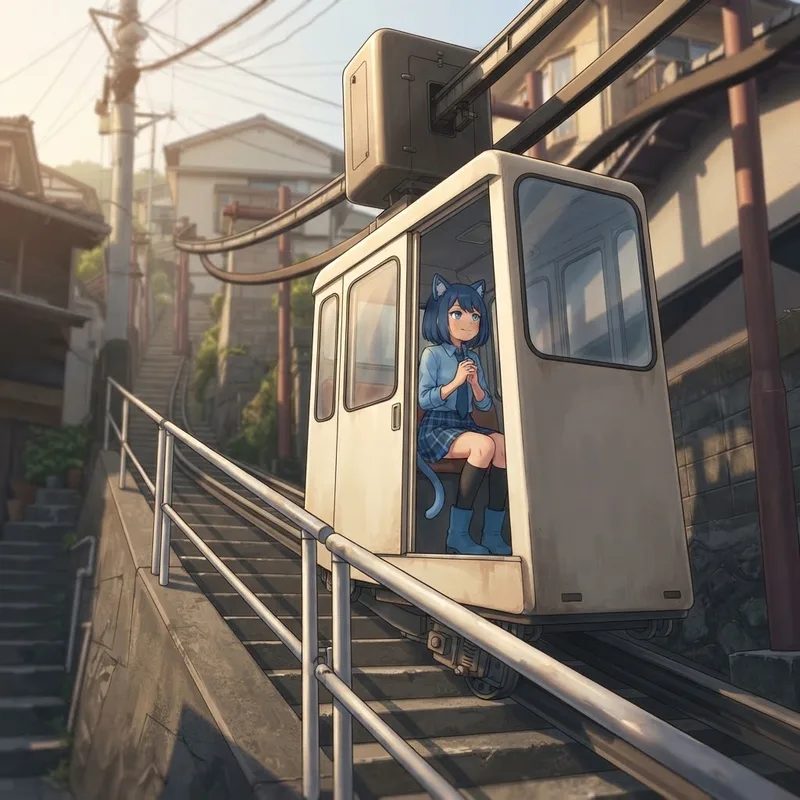 長崎の階段を上る「てんじんくん」がレトロすぎて尊い！🚟✨