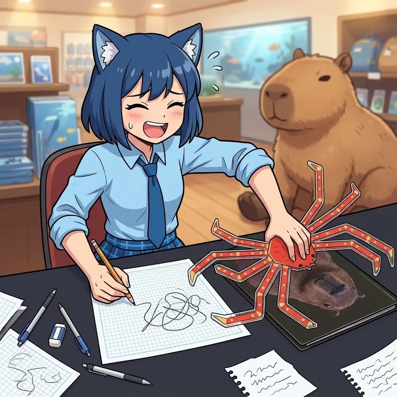 【爆笑】真っ直ぐ線が引けない！？クセが強すぎるカニ足定規🦀