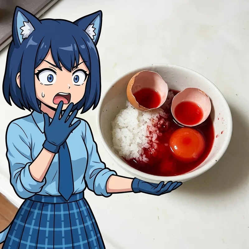 【衝撃】TKGをしようと巨大卵を割ったら中身が真っ赤！？😱